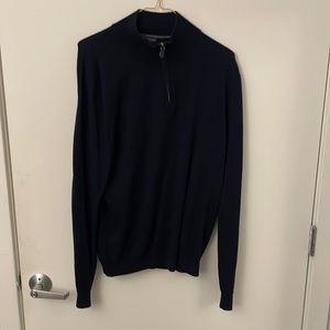 Bloomingdale’s Men’s Marino Wool Quarterzip Sweater Navy Large